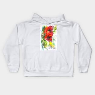 Poppy Watercolor Painting Kids Hoodie